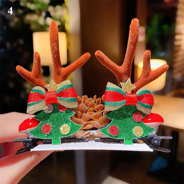 Adorable 2-Piece Christmas Deer Ear Hair Clips for Girls - Korvel