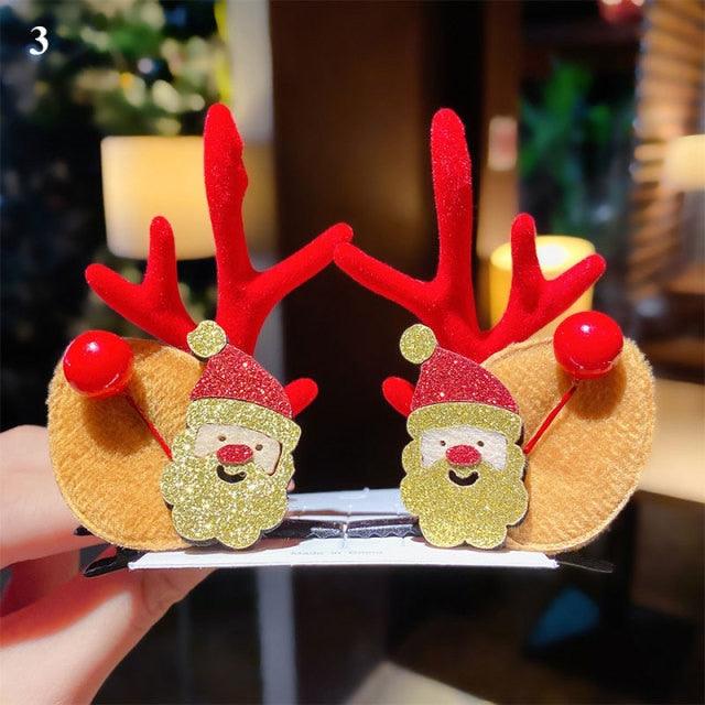 Adorable 2-Piece Christmas Deer Ear Hair Clips for Girls - Korvel
