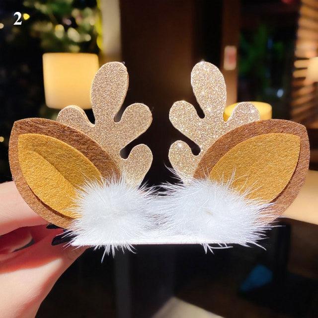 Adorable 2-Piece Christmas Deer Ear Hair Clips for Girls - Korvel