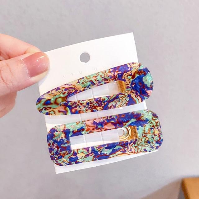 Épingles à cheveux géométriques en acrylique élégantes - Ensemble de 2 pièces