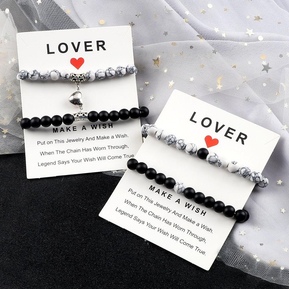 Ensemble de Bracelets Magnétiques en Forme de Cœur pour Couples
