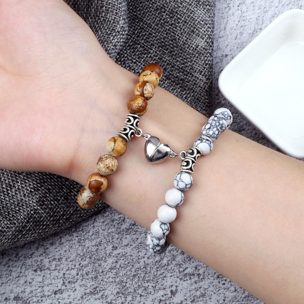 Ensemble de Bracelets Magnétiques en Forme de Cœur pour Couples