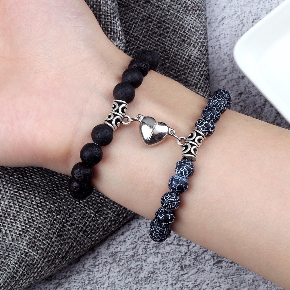 Ensemble de Bracelets Magnétiques en Forme de Cœur pour Couples