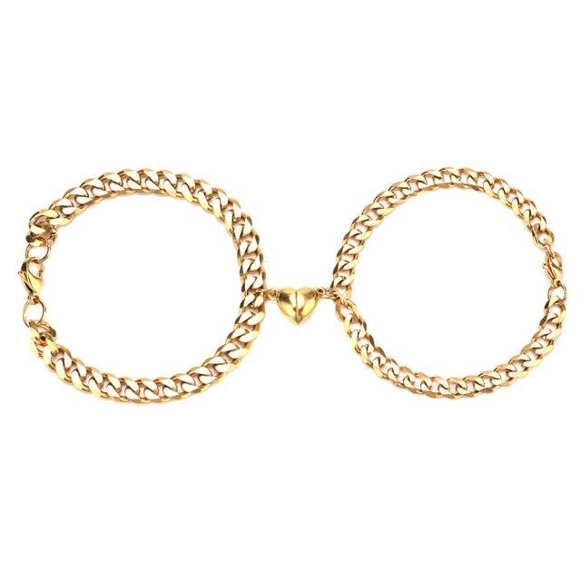 Bracelets d'attraction magnétique en forme de cœur pour couples - Ensemble de 2