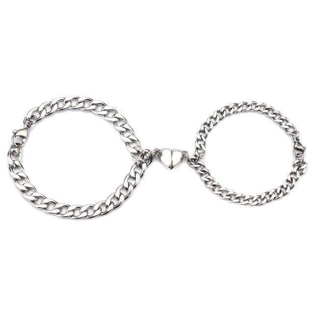 Bracelets d'attraction magnétique en forme de cœur pour couples - Ensemble de 2