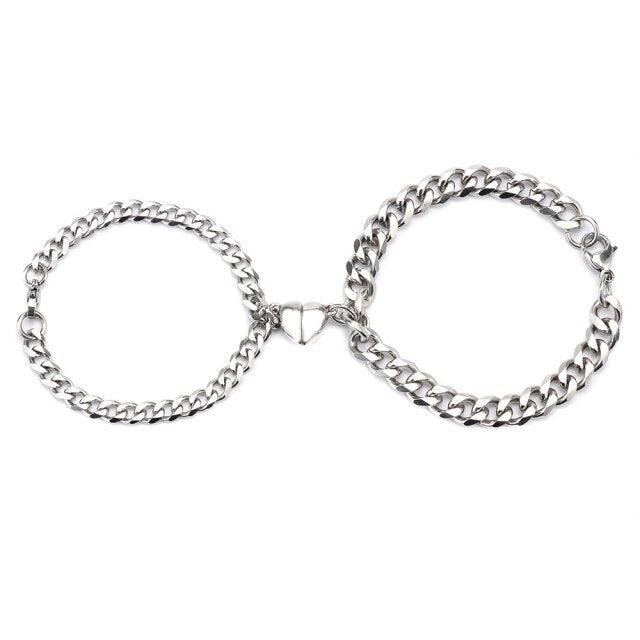 Bracelets d'attraction magnétique en forme de cœur pour couples - Ensemble de 2