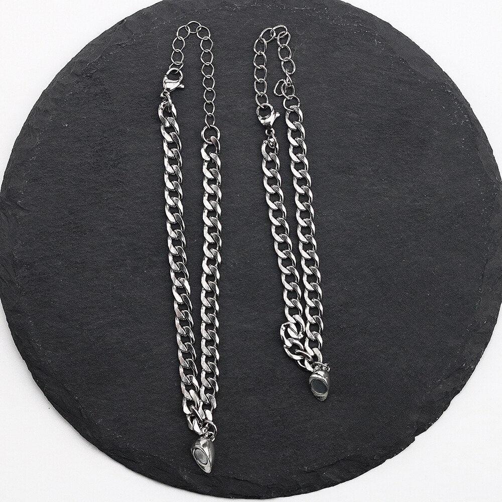 Bracelets d'attraction magnétique en forme de cœur pour couples - Ensemble de 2