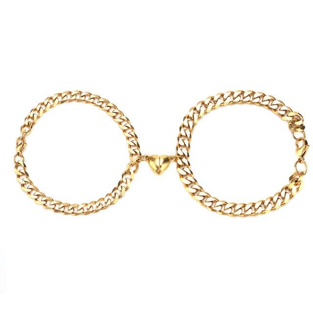 Bracelets d'attraction magnétique en forme de cœur pour couples - Ensemble de 2