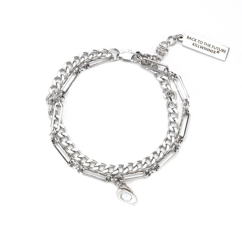Ensemble de Bracelets Vintage en Acier Inoxydable à Double Chaîne pour Couples