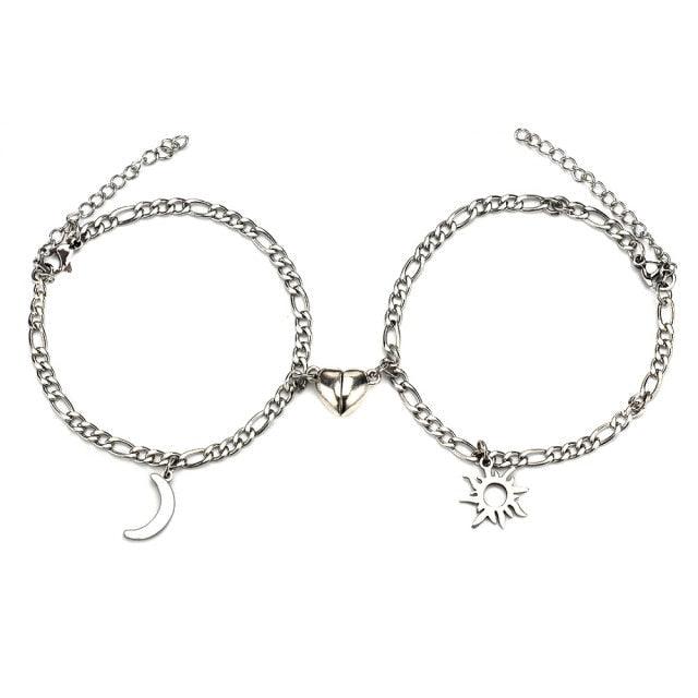 Ensemble de bracelets en acier inoxydable Sun Moon pour couples