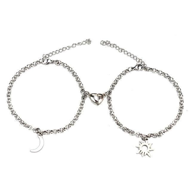 Ensemble de bracelets en acier inoxydable Sun Moon pour couples