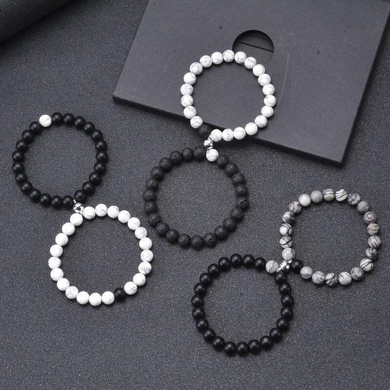 Ensemble de Bracelets Magnétiques pour Couples - Bracelets en Pierre Naturelle