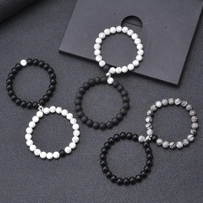 Couple Magnetic Bracelets Set - Natural Stone Matching Bracelets