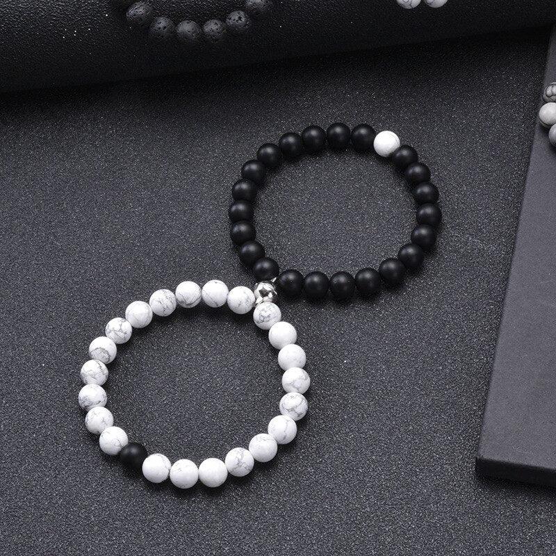 Ensemble de Bracelets Magnétiques pour Couples - Bracelets en Pierre Naturelle