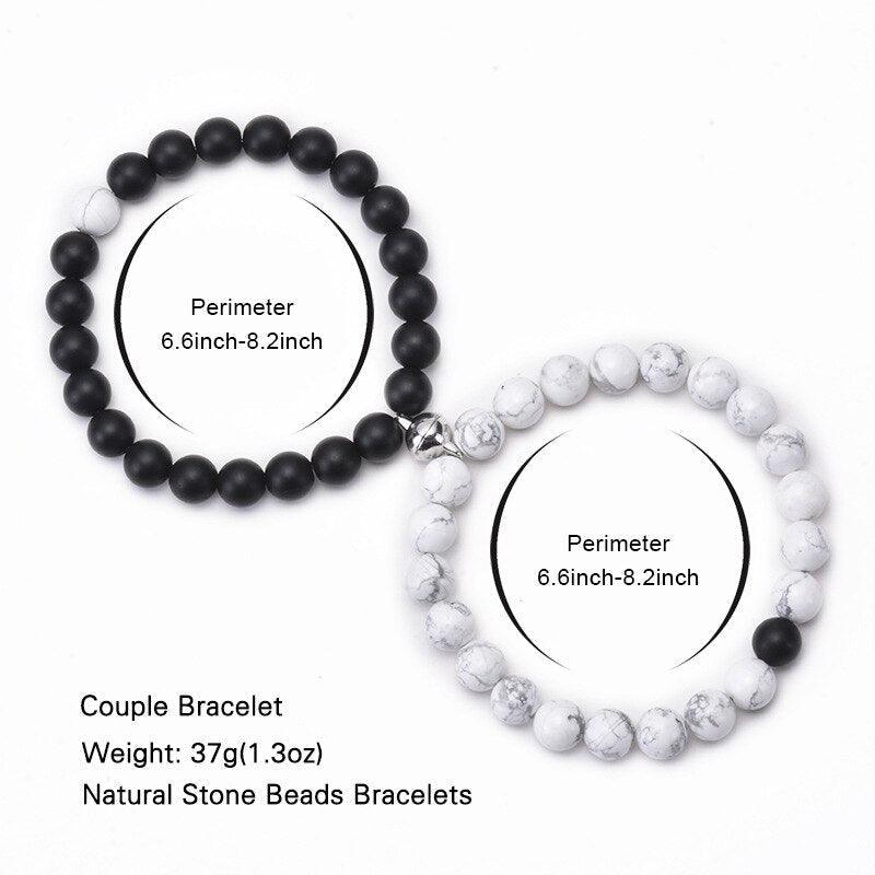 Ensemble de Bracelets Magnétiques pour Couples - Bracelets en Pierre Naturelle