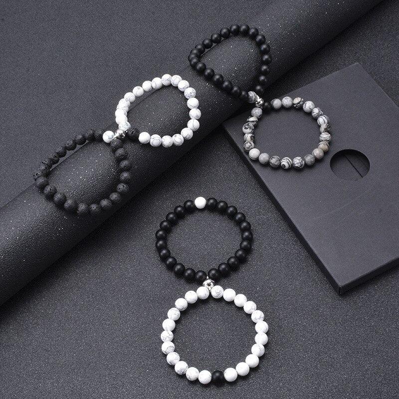 Ensemble de Bracelets Magnétiques pour Couples - Bracelets en Pierre Naturelle
