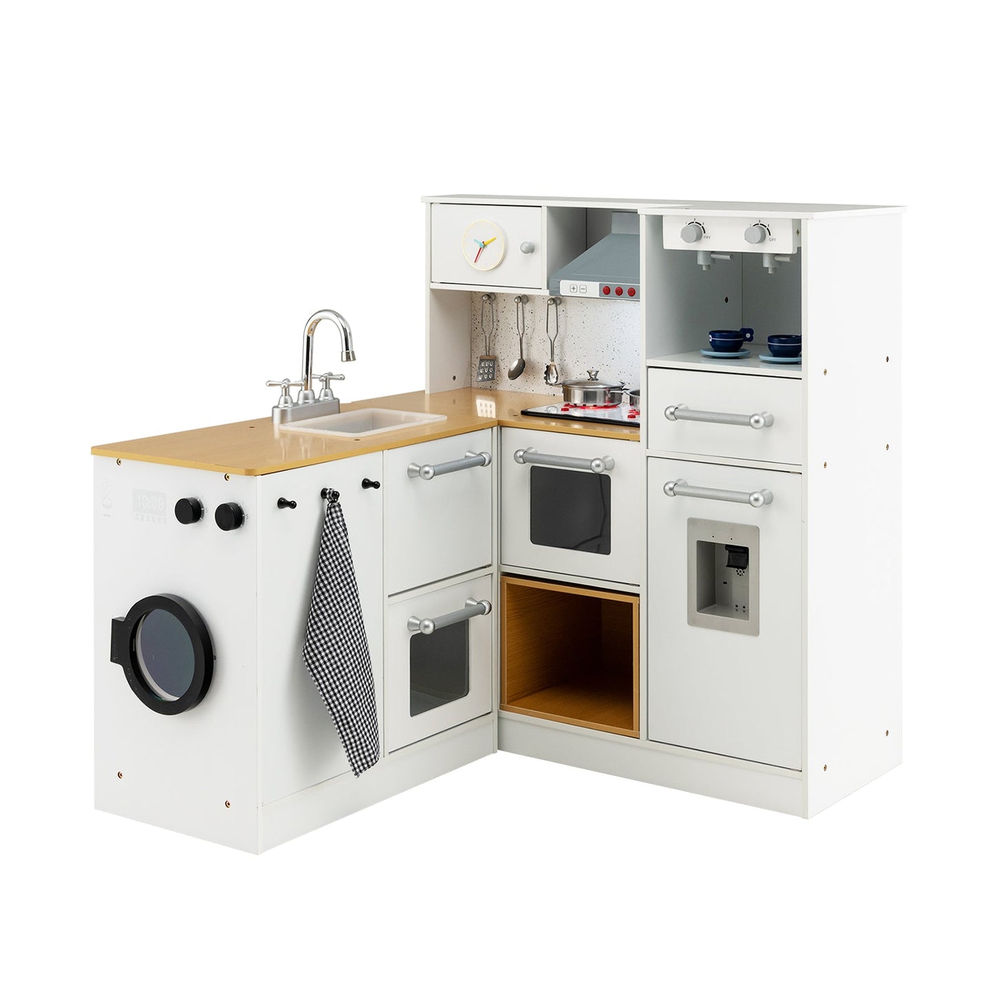 Juego de Cocina de Madera para Niños de 2 Piezas con Luz y Sonido