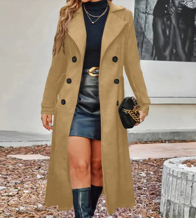 Elegant Double Breasted Women's Overcoat