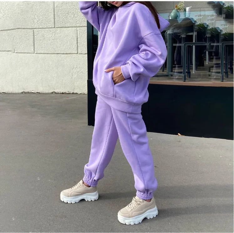 Conjunto de Sudadera de Felpa con Capucha Cómoda para Mujeres