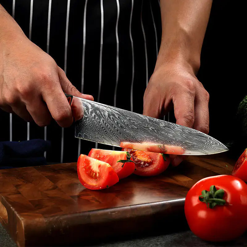 Couteau de Chef en Acier Damas Premium