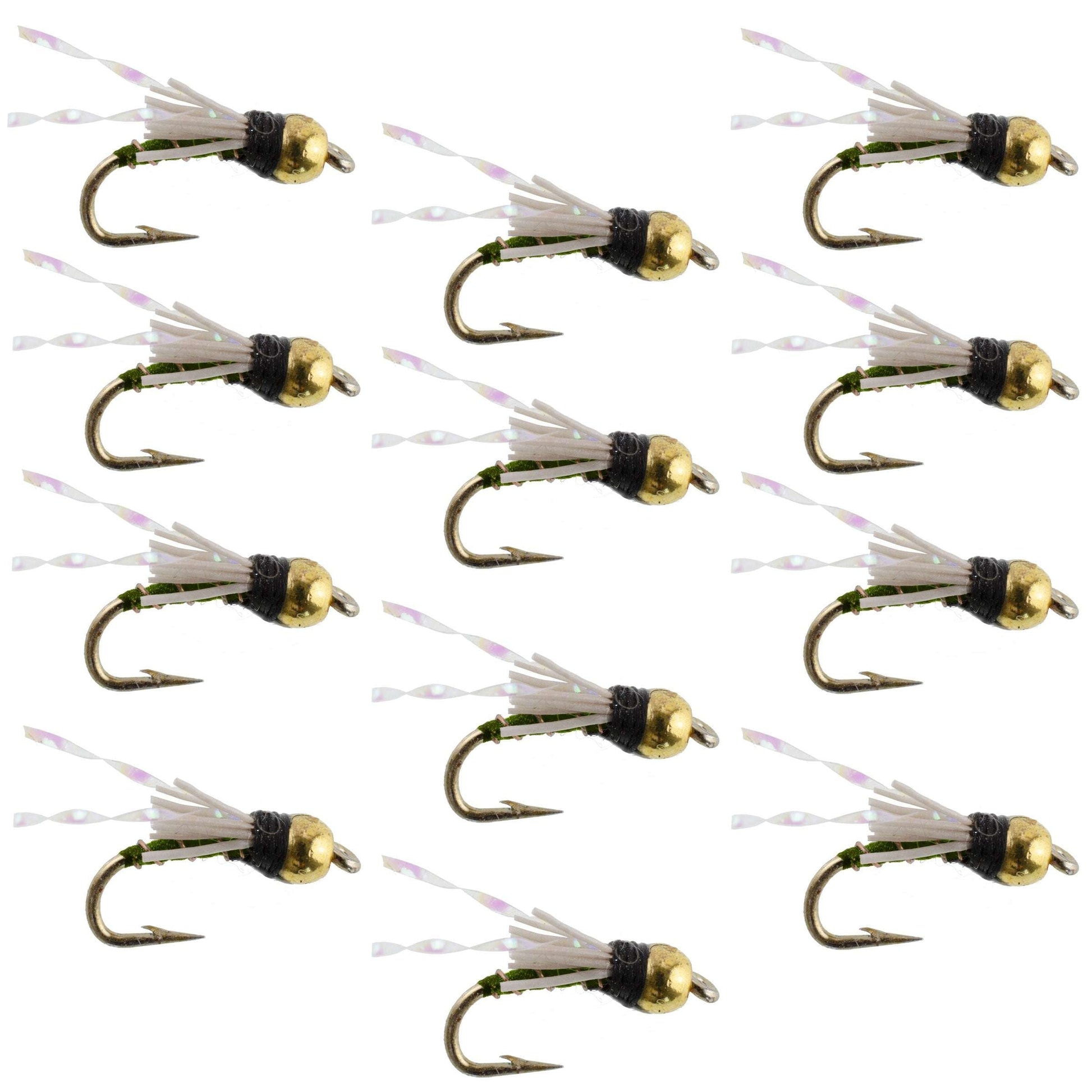 Beadhead Olive Serendipity Wet Flies - 12 Pack Size 16 for Trout Fishing - Korvel