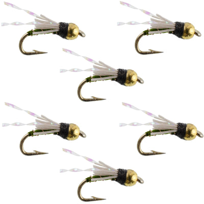 Beadhead Olive 3 Dollar Dip Serendipity Wet Fly Fishing Flies - 6 Flies Hook Size 18