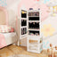 Armoire à bijoux pour enfants 3-en-1 avec miroir pleine longueur - Blanc