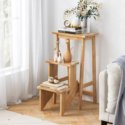 Escalera Plegable 3 en 1 - Madera de Caucho Natural