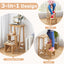 3-in-1 Folding Step Stool Ladder - Natural Rubber Wood