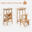 3-in-1 Folding Step Stool Ladder - Natural Rubber Wood