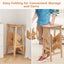 3-in-1 Folding Step Stool Ladder - Natural Rubber Wood