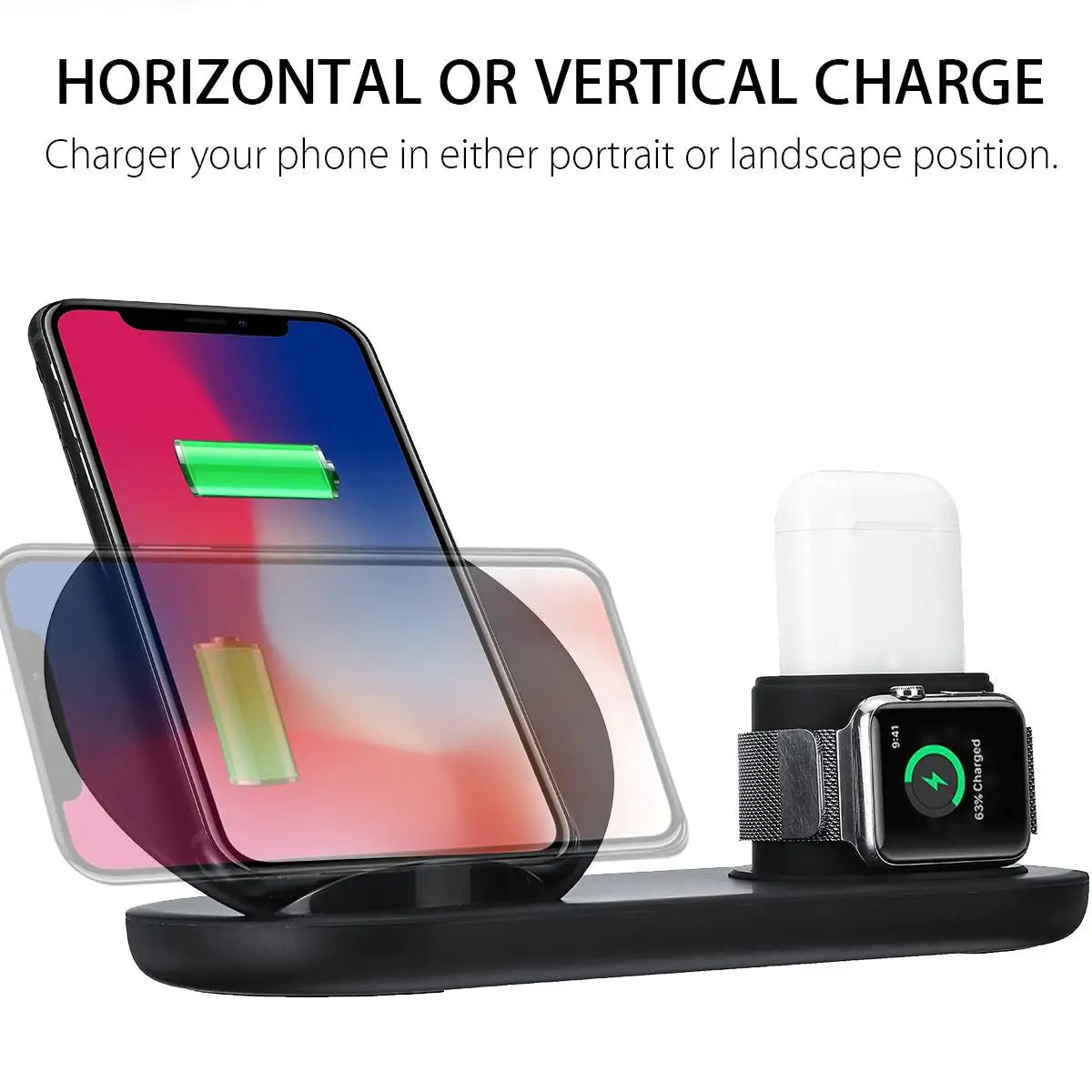 Dock de Carga Inalámbrico Qi 3 en 1 para Apple Watch, iPhone y AirPods