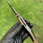 Artisan Crafted Damascus Steel EDC Folding Knife with Colorful Bone Handle & Brass Inlay - Includes Leather Sheath - Korvel