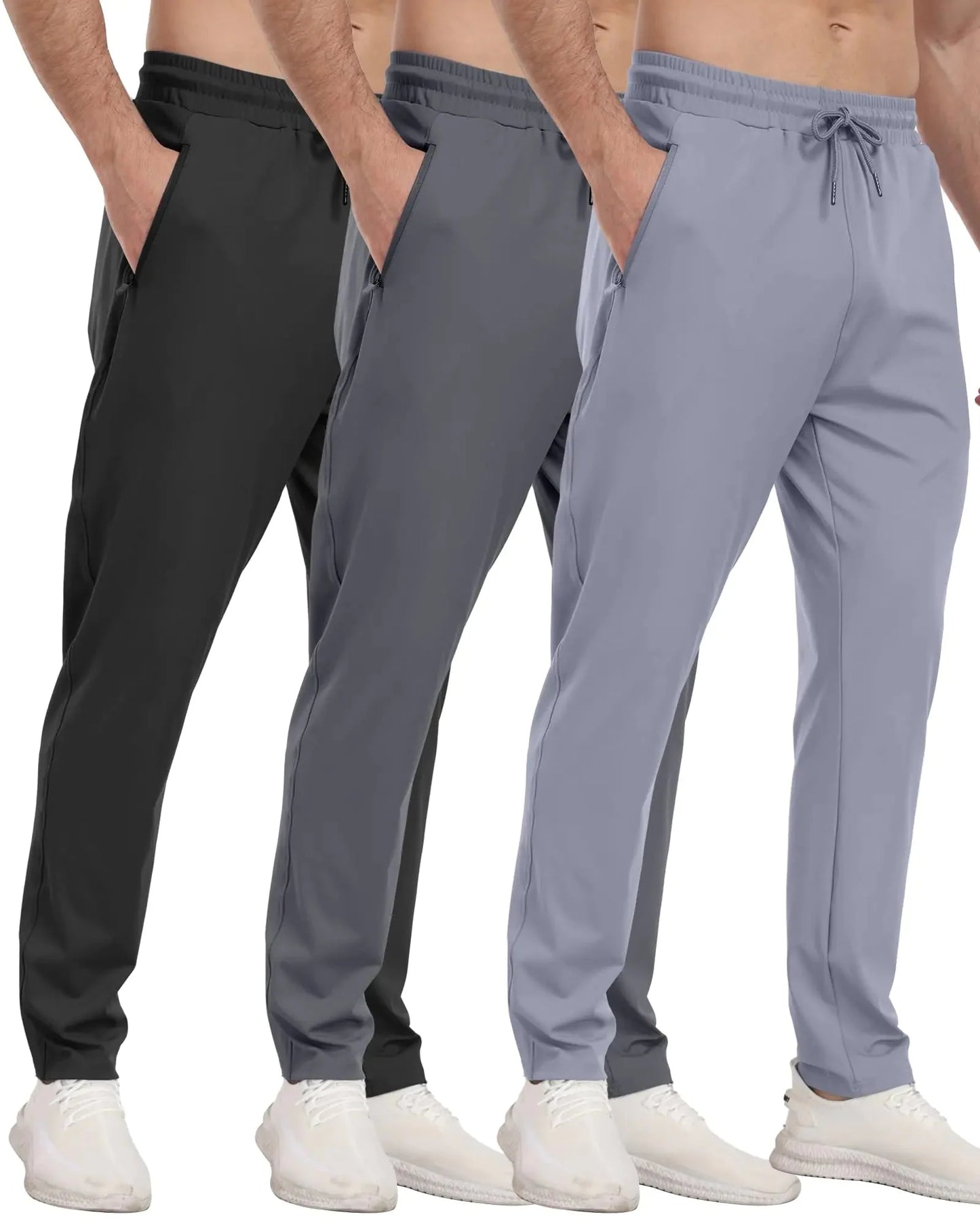 Pack de 3 Joggers Athlétiques pour Hommes avec Poches Zippées - XX-Large