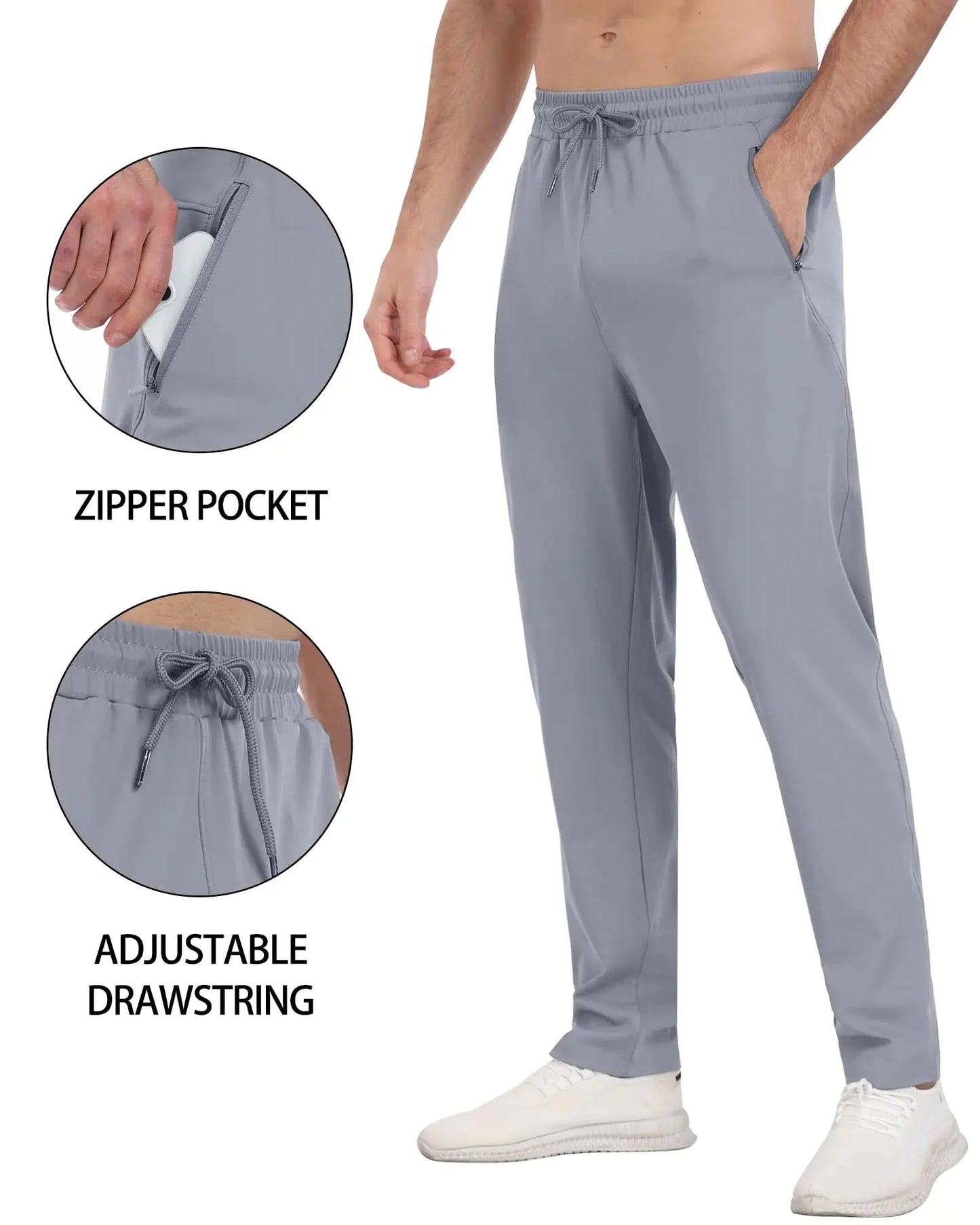 Pack de 3 Joggers Athlétiques pour Hommes avec Poches Zippées - XX-Large