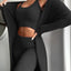 Ensemble de vêtements pour femmes en 3 pièces : top court, pantalon skinny et manteau long
