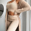 Ensemble de vêtements pour femmes en 3 pièces : top court, pantalon skinny et manteau long