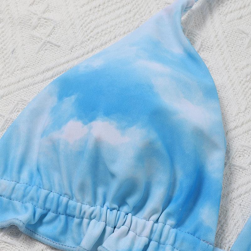 Ensemble de bikini taille haute pour femmes en 3 pièces avec jupe enveloppante