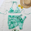Ensemble de bikini taille haute pour femmes en 3 pièces avec jupe enveloppante