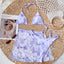 Ensemble de bikini taille haute pour femmes en 3 pièces avec jupe enveloppante