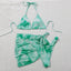 Ensemble de bikini taille haute pour femmes en 3 pièces avec jupe enveloppante