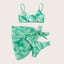 Ensemble de bikini taille haute pour femmes en 3 pièces avec jupe enveloppante