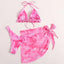 Ensemble de bikini taille haute pour femmes en 3 pièces avec jupe enveloppante
