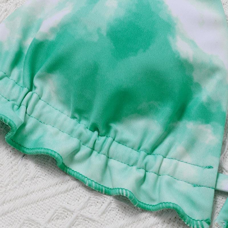 Ensemble de bikini taille haute pour femmes en 3 pièces avec jupe enveloppante