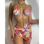 Ensemble de bikini taille haute pour femmes en 3 pièces avec jupe enveloppante