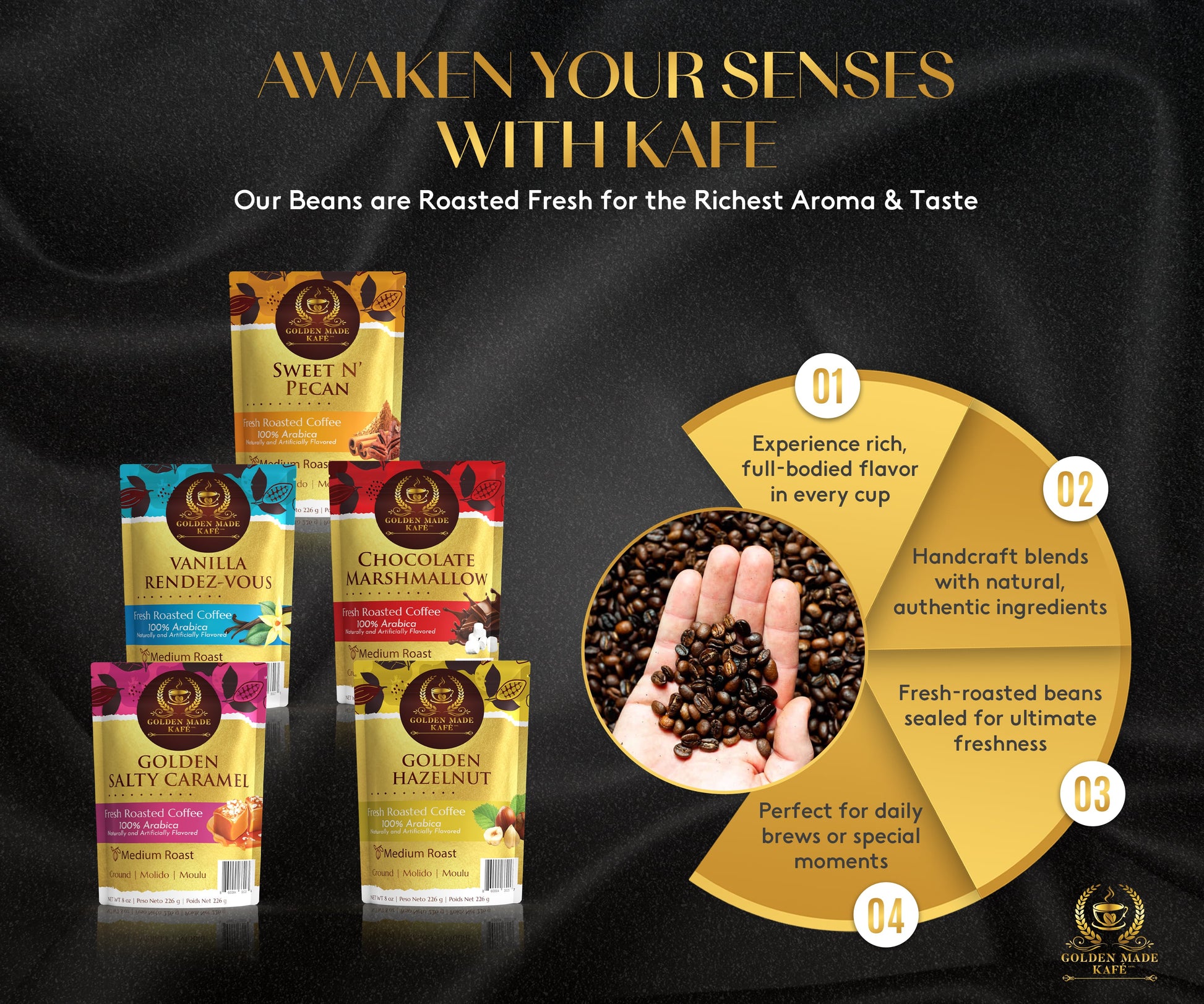 8oz PREMIUM GROUND COFFEE - GOLDEN HAZELNUT - Korvel