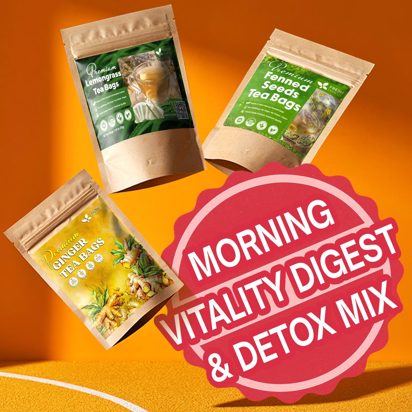 Mezcla de Té Herbal Vitalidad Matutina - Hinojo, Jengibre y Hierba de Limón