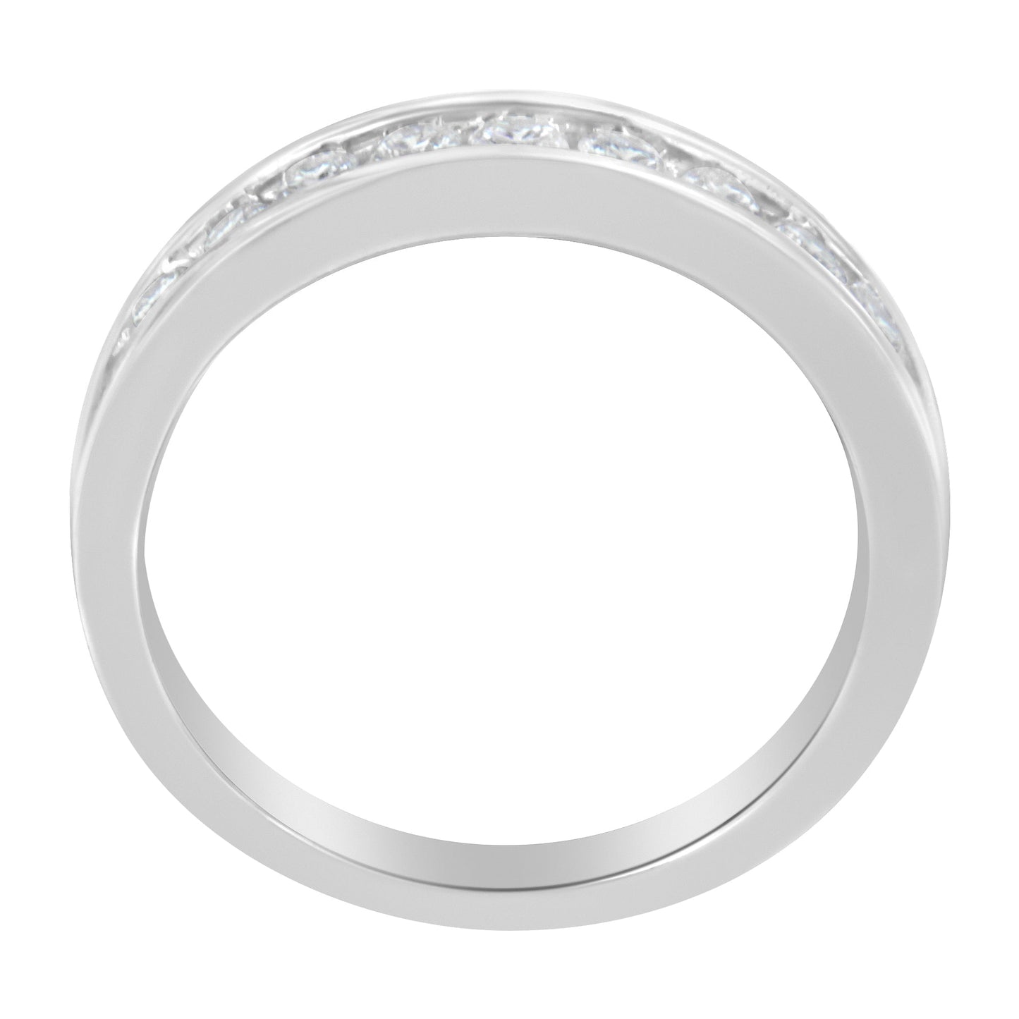 Bague en Or Blanc 18 Carats avec Diamants Ronds en Canaux