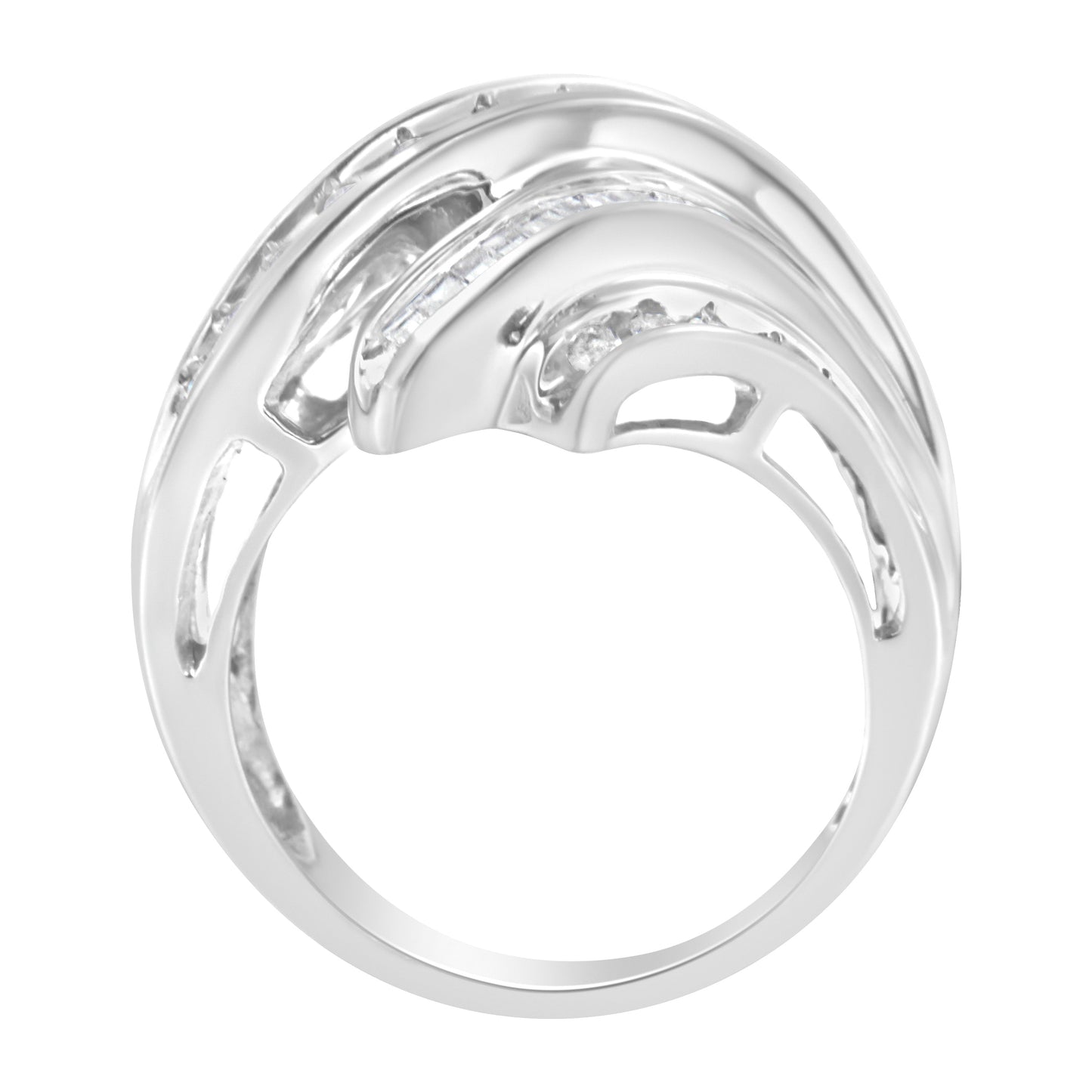 Bague de fiançailles en diamant cannelé en or blanc 10K - Taille 7