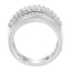 Anillo de Compromiso de Diamantes en Oro Blanco de 14K con Corte Redondo y Baguette